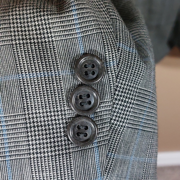 Brooks Brothers Blazer Sport Coat Glen Check 46 L Wool USA Black White Blue READ - Picture 4 of 12